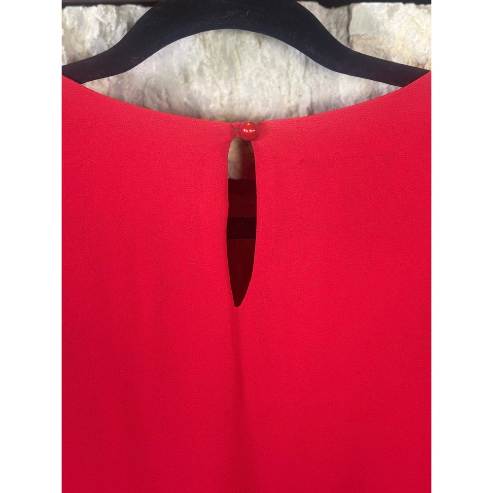 A Byer Red Open Slit Sheer Arm Long Sleeve Shift Mini Dress Womens XS - Picture 11 of 14